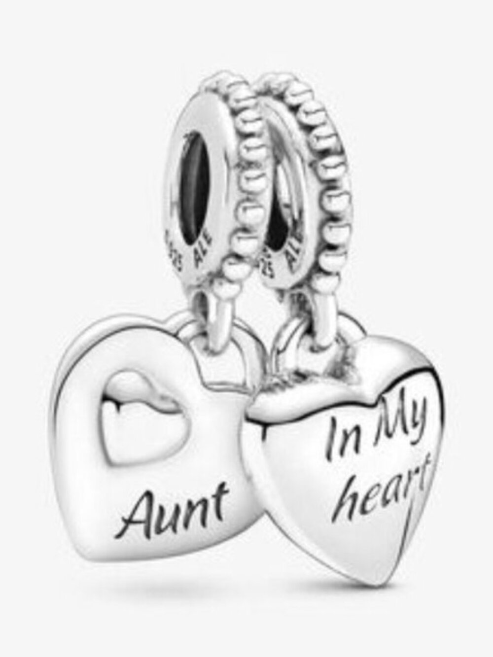 Pandora Silver 'Aunt In My Heart' Double Heart Dangle Charm